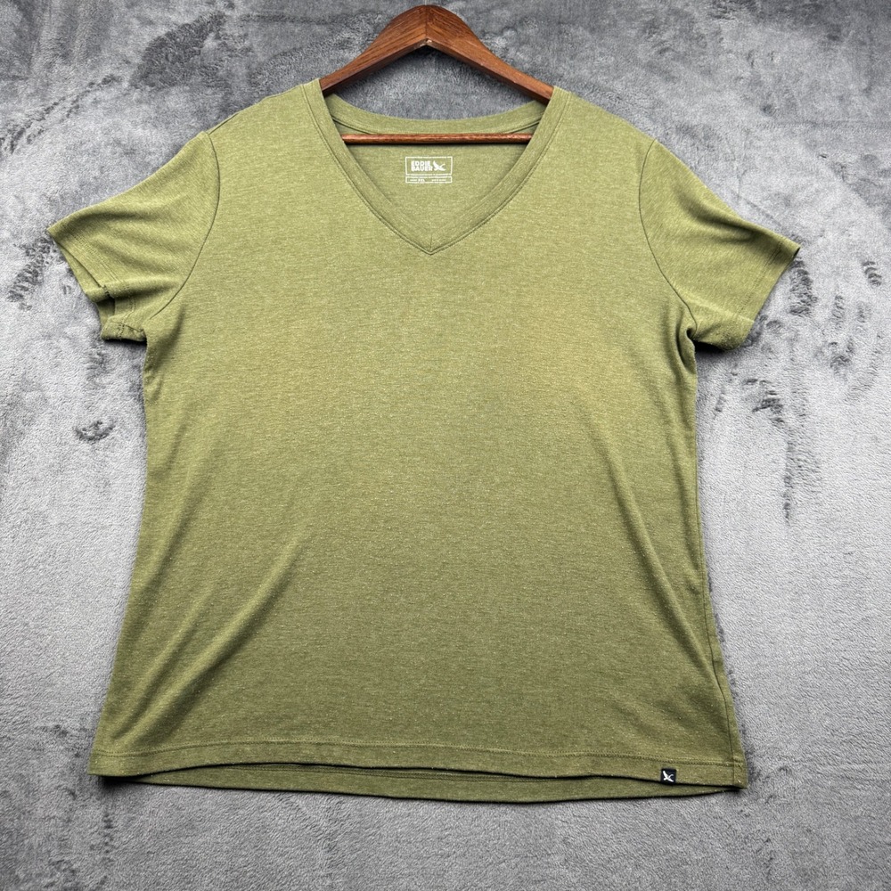 Eddie Bauer V-Neck Tee Women XXL Olive Green Heathered Short Sleeve Excellent